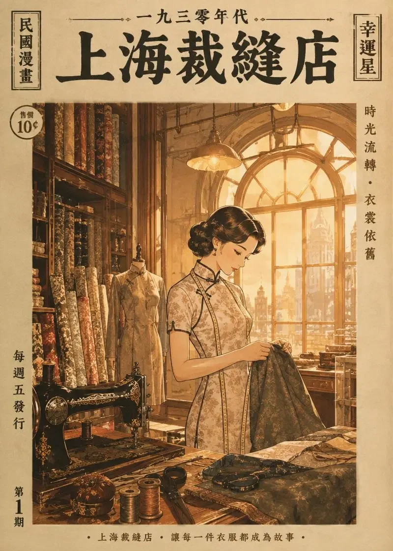 老上海裁缝铺量衣尺 同人漫画封面海报
