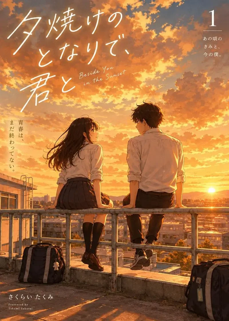 天台上的落日晚自习 同人漫画封面海报